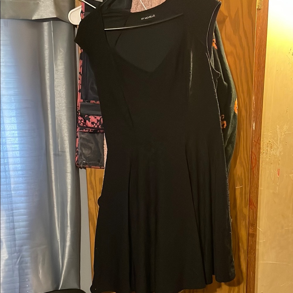 My Michelle Black Fit and Flare Dark Blue